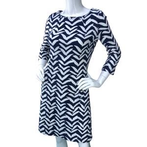 Lilly Pulitzer Womens Size S Dress Round Neck Abstract Chevron Blue TINY FLAW